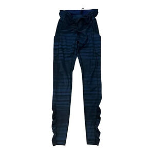 Lululemon Blue Black Striped Ruched Speed Leggings 4